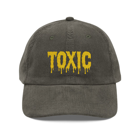 Vintage Corduroy Cap — Embroidered "TOXIC" Drip Graphic - Creations by Chris and Carlos