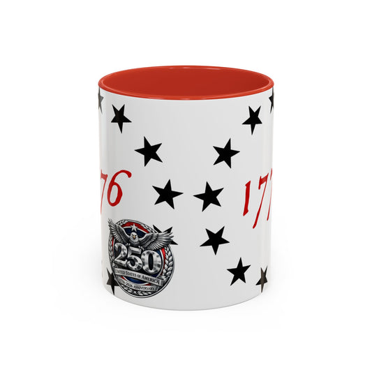 1776 Stars Accent Coffee Mug — Patriotic 250th Anniversary Ceramic Cup - Creations by Chris and Carlos