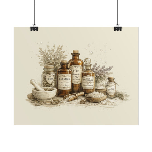 Herbal Apothecary Rolled Poster — Vintage Botanical Bottles Wall Art - Creations by Chris and Carlos