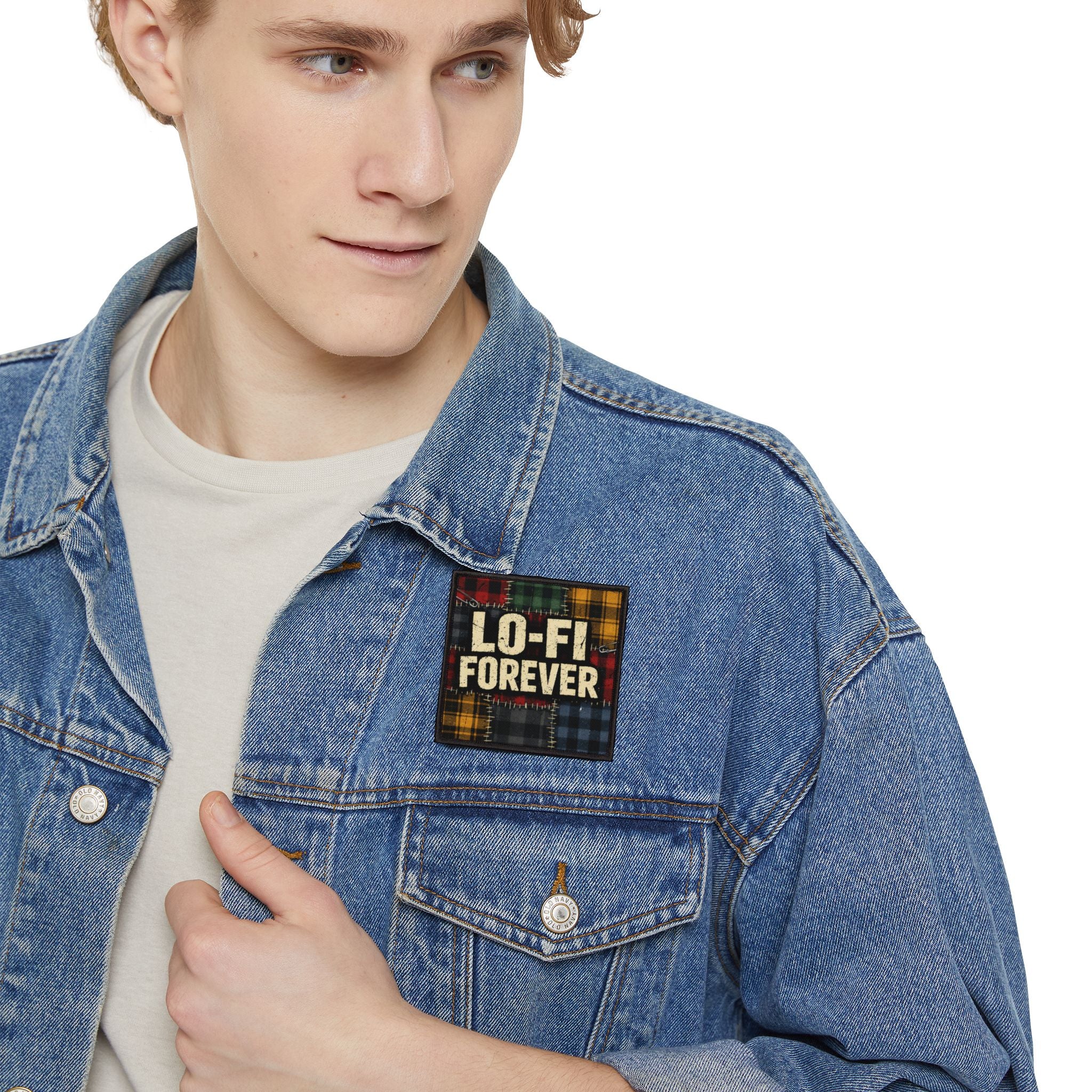 Lo-Fi Forever Patch — Iron-On Plaid Music Culture Patch - Creations by Chris and Carlos