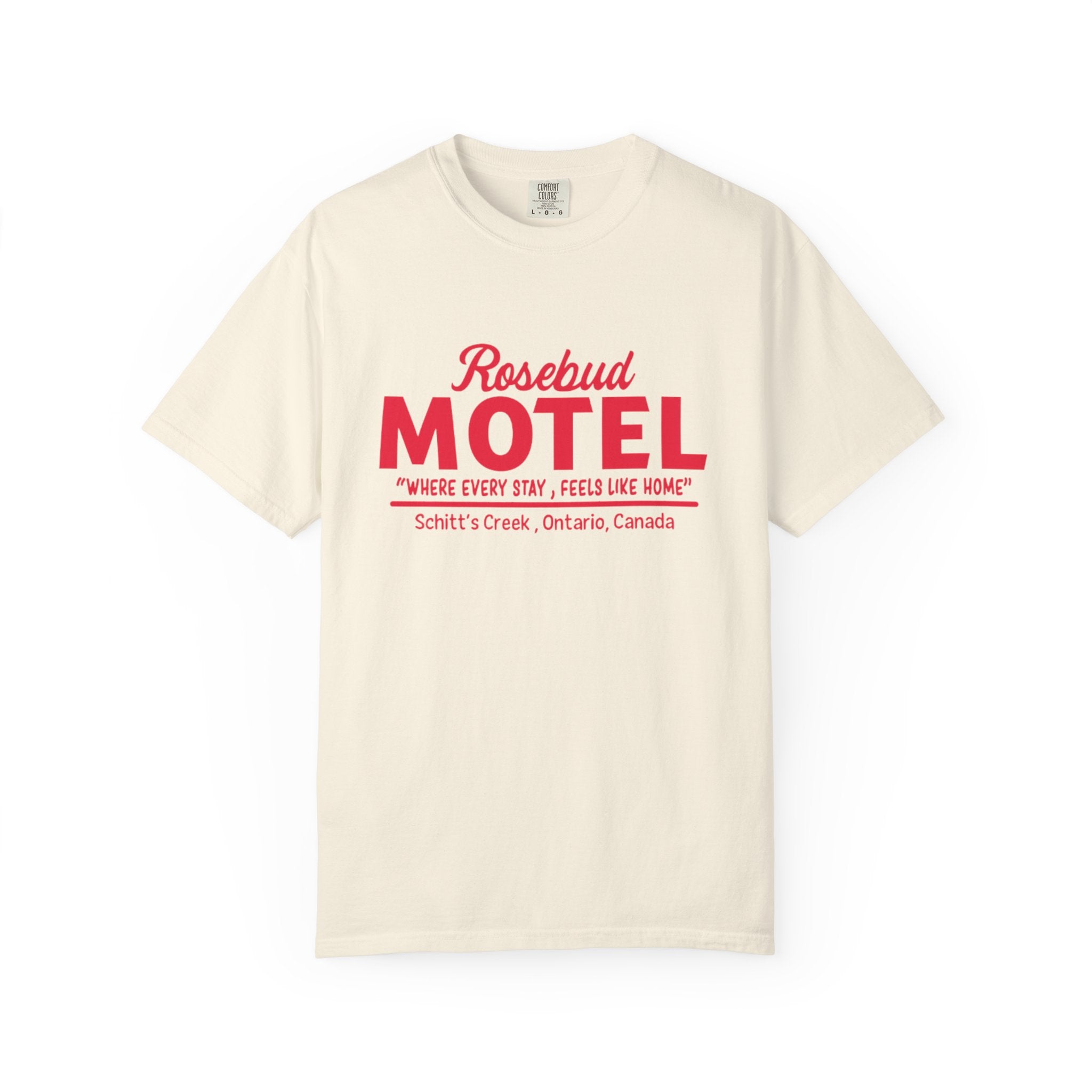 Rosebud Motel T-Shirt — Vintage 'Where Every Stay Feels Like Home' Graphic Tee - Creations by Chris and Carlos