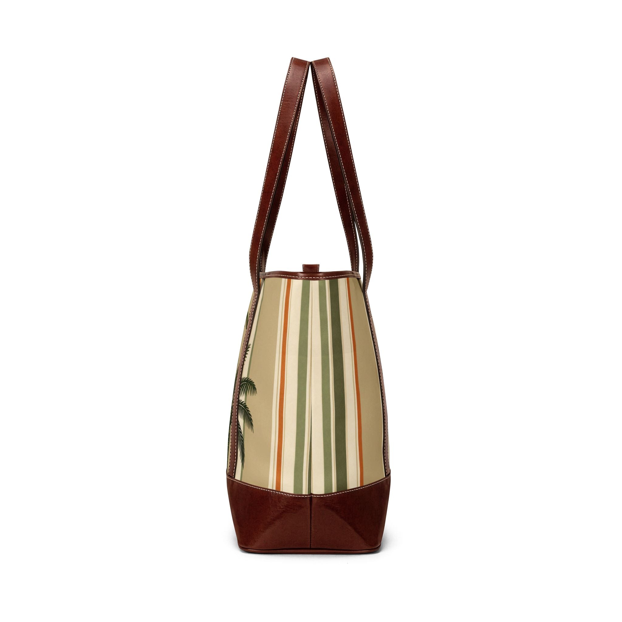 Palm Haven Tote Bag — Retro Striped Palm Beach Handbag - Creations by Chris and Carlos