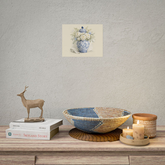 Rolled Poster — Blue & White Porcelain Vase Floral Print - Creations by Chris and Carlos
