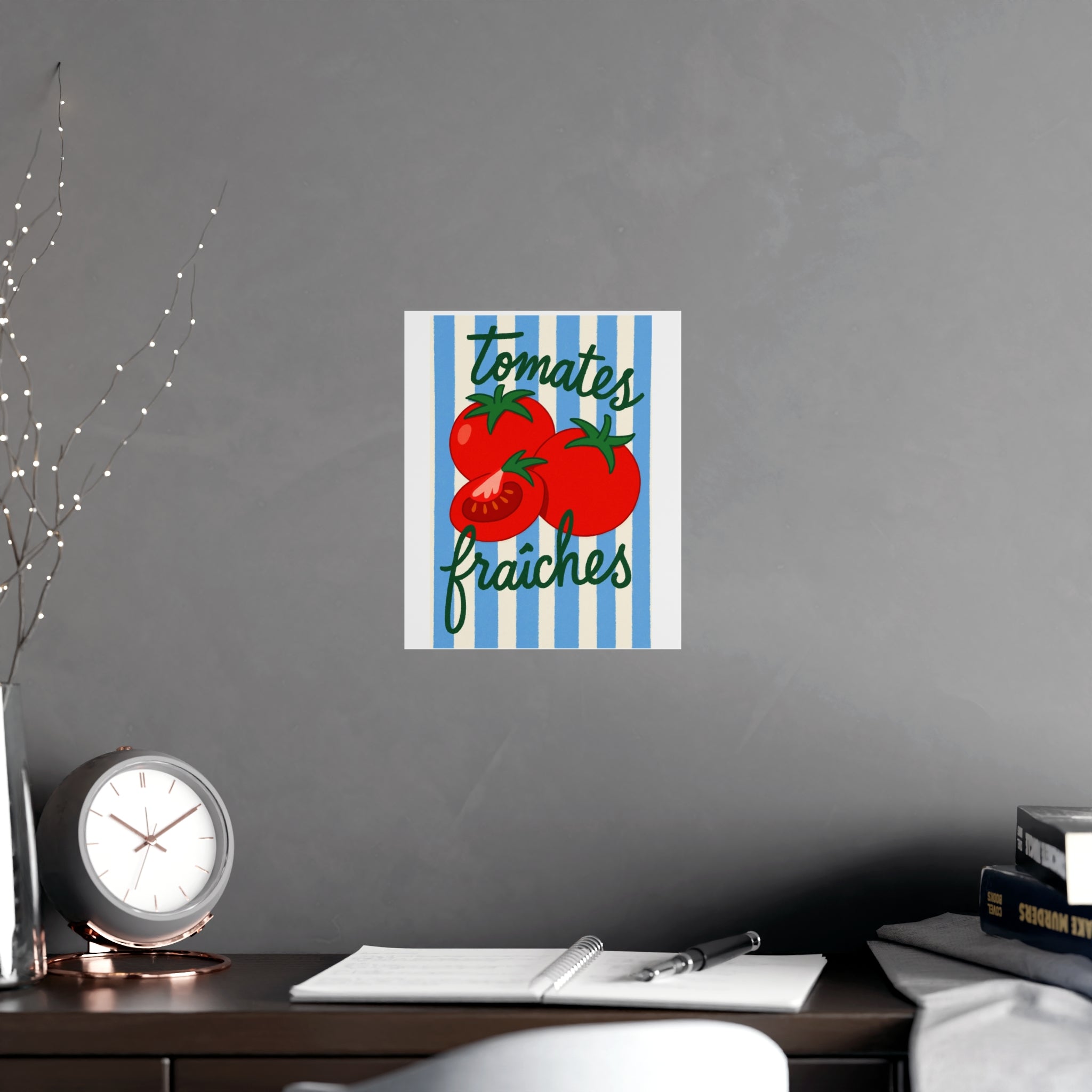 Tomates Fraîches Kitchen Poster — Vintage Stripe Tomato Art Print - Creations by Chris and Carlos