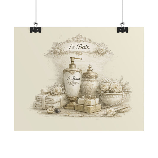 Bathroom Poster - Vintage 'Le Bain' Spa Print - Creations by Chris and Carlos