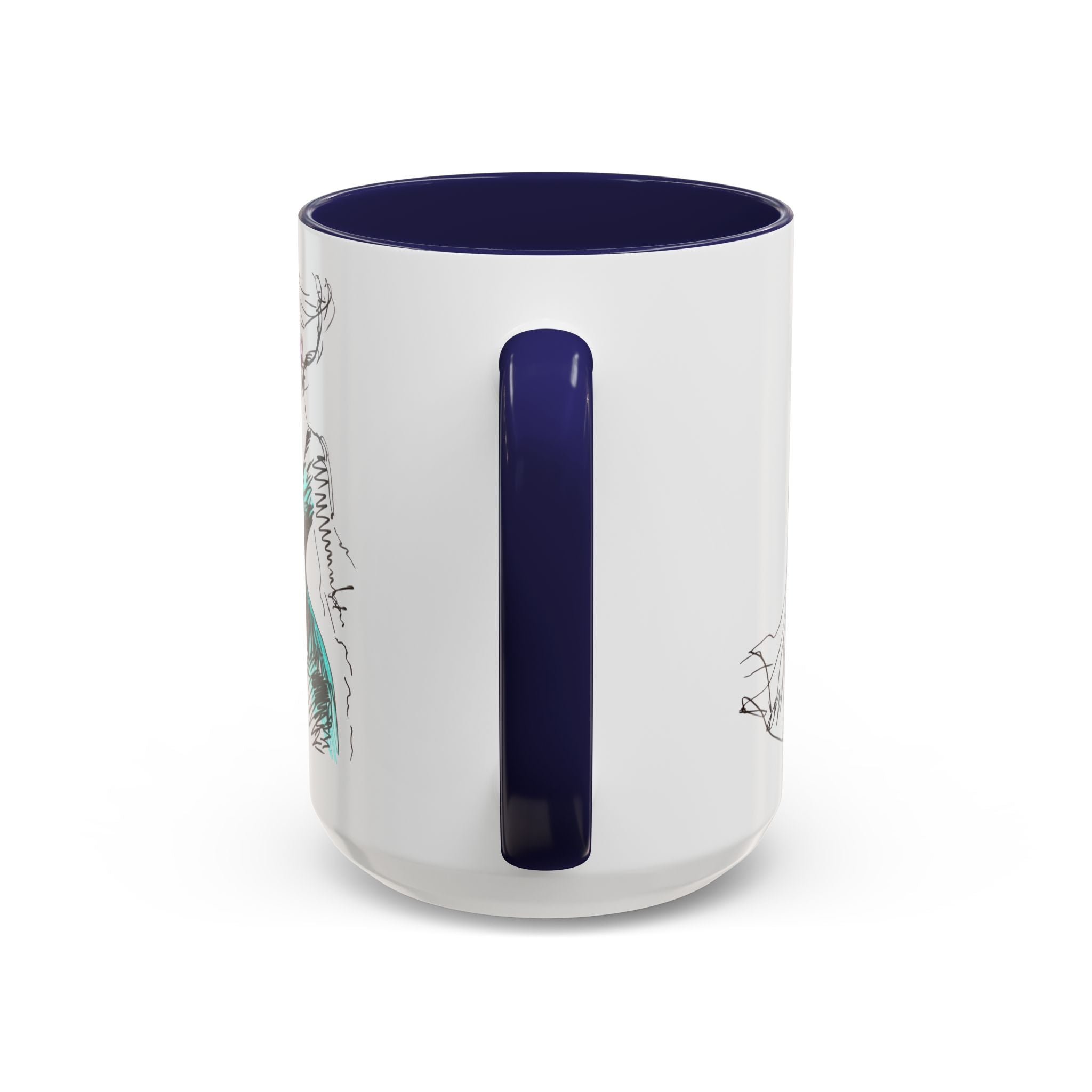 Fashion Sketch Accent Coffee Mug — Chic Hand-Drawn Dress Illustration (11/15 oz) - Creations by Chris and Carlos