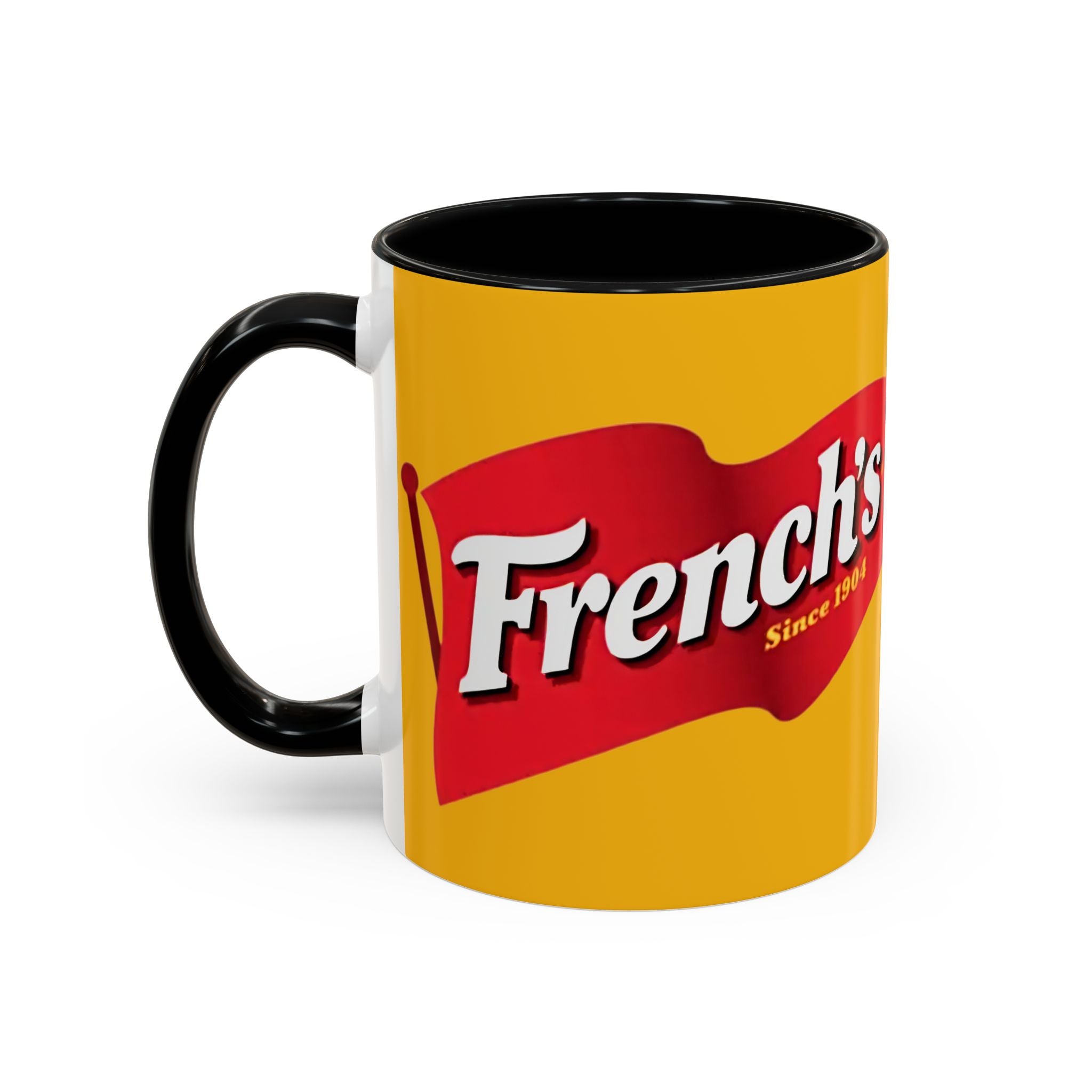 French's Mustard Logo Accent Coffee Mug — Retro Yellow 11/15oz - Creations by Chris and Carlos