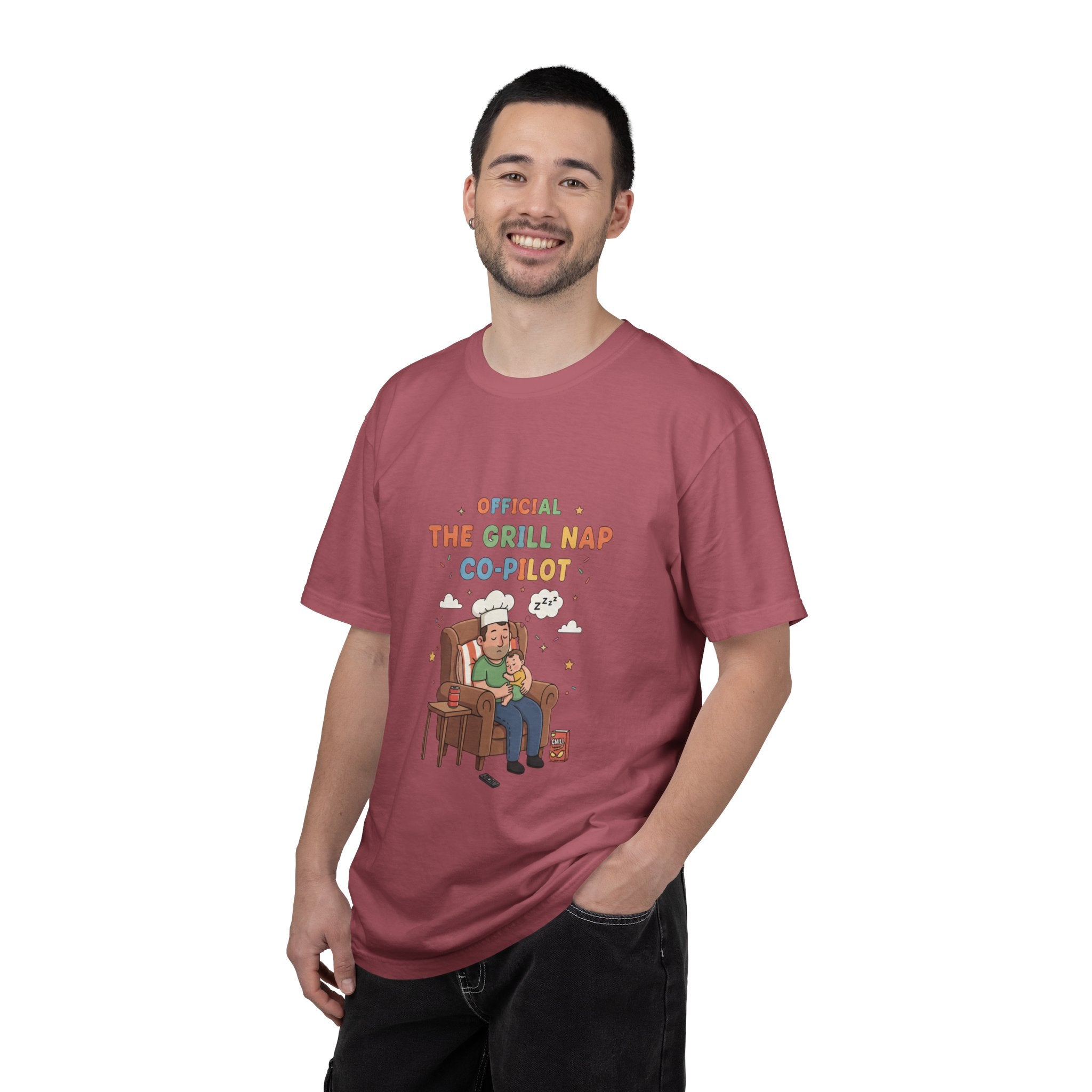 T-Shirt — "Official Grill Nap Co Pilot" Funny Retro Graphic Tee - Creations by Chris and Carlos