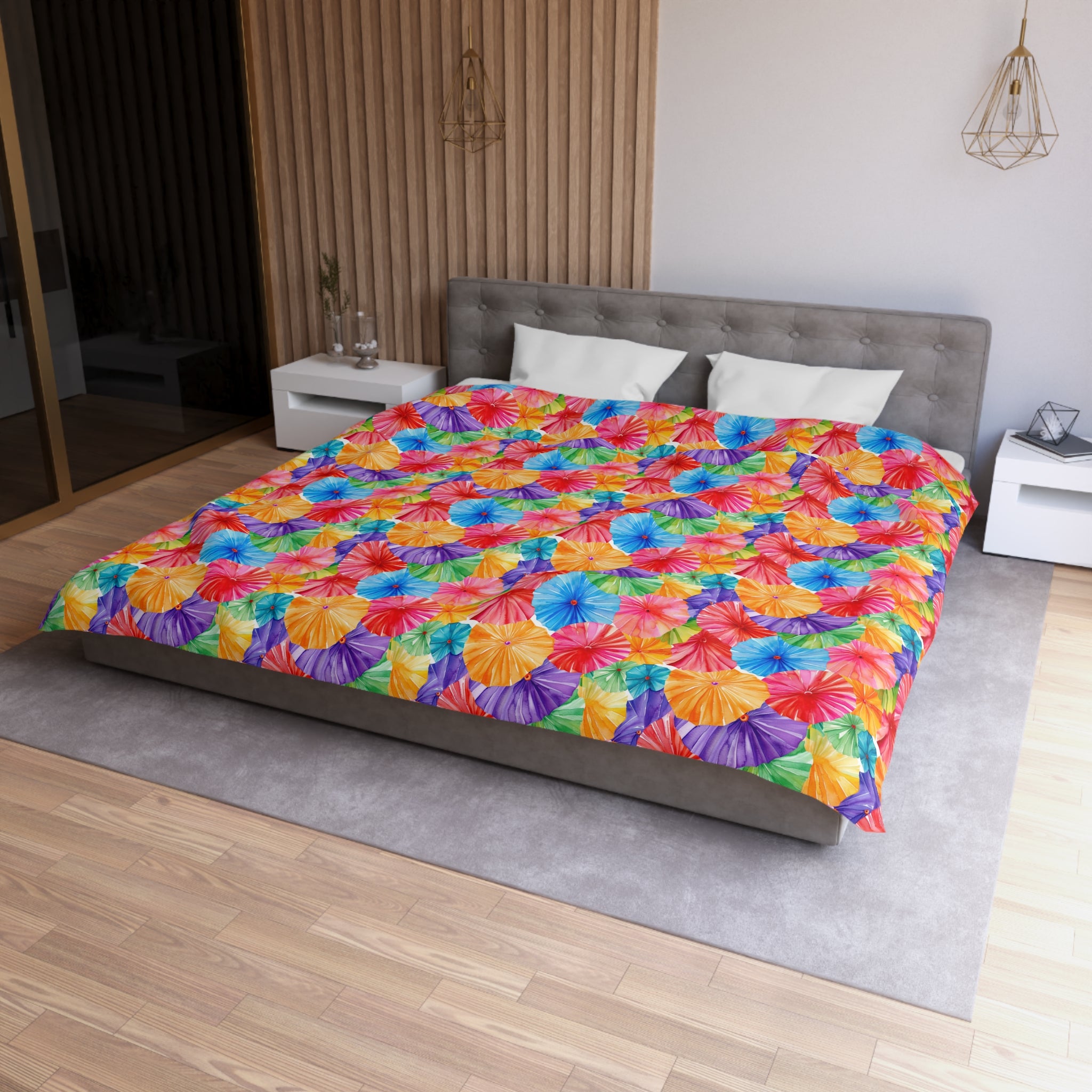 Sol y Alegría (Sun and Joy) Collection- Tie-Dye Floral Duvet Cover — Vibrant Rainbow Microfiber Bedding - Creations by Chris and Carlos