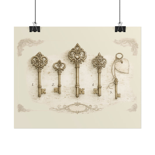 Antique Skeleton Keys Rolled Poster - Creations by Chris and Carlos