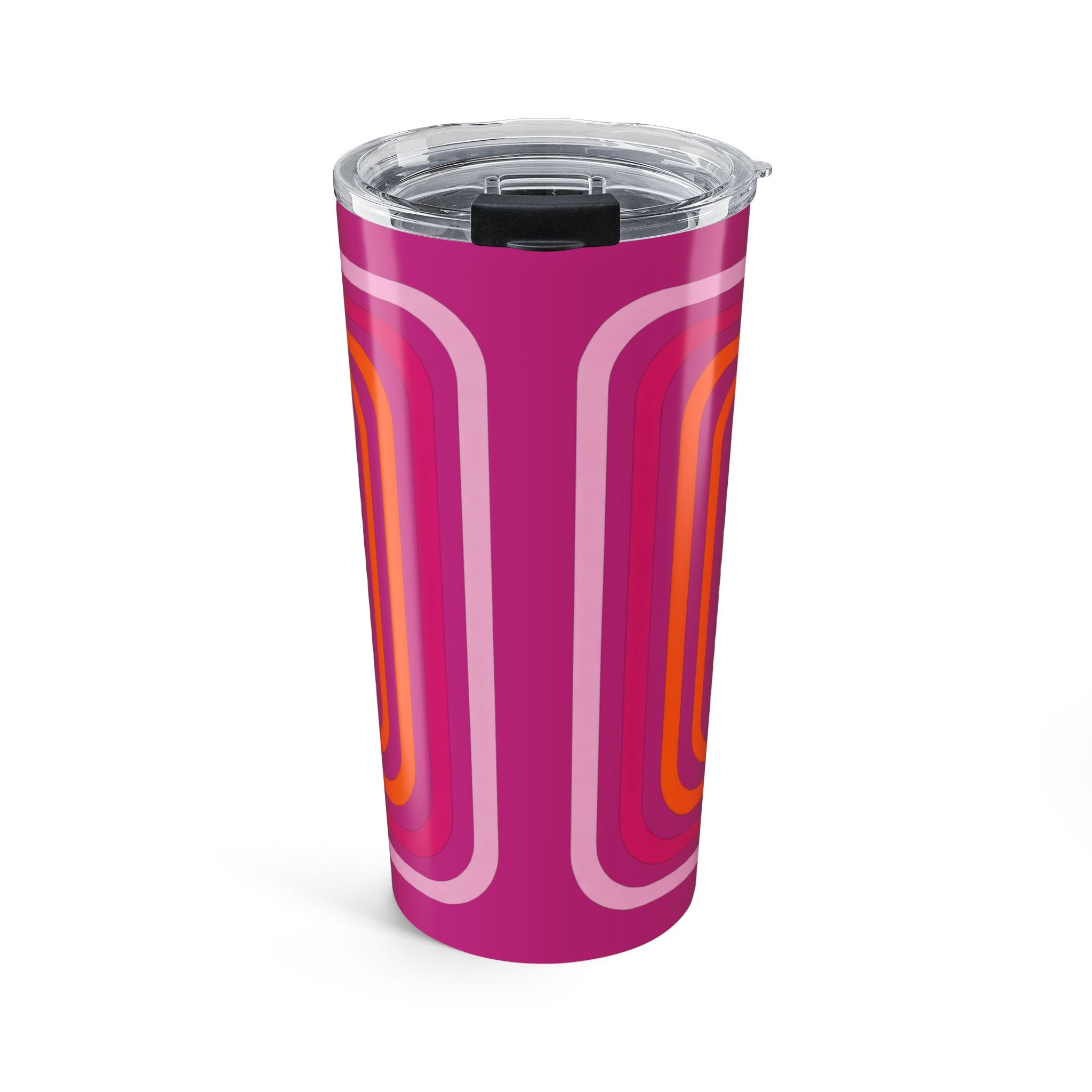 Retro Pink Geometric 20oz Tumbler – Insulated Travel Cup - Creations by Chris and Carlos