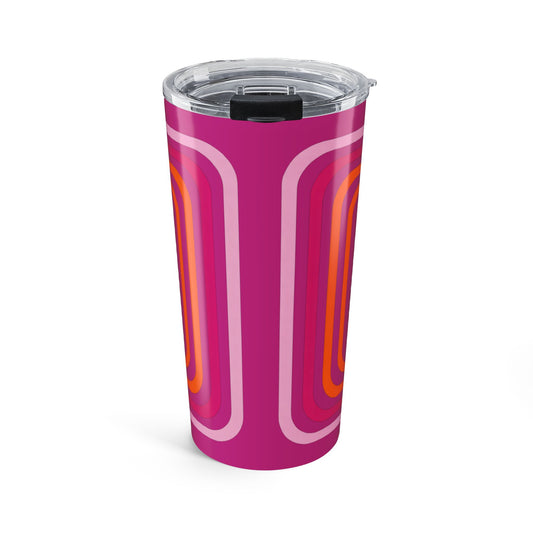 Retro Pink Geometric 20oz Tumbler – Insulated Travel Cup - Creations by Chris and Carlos