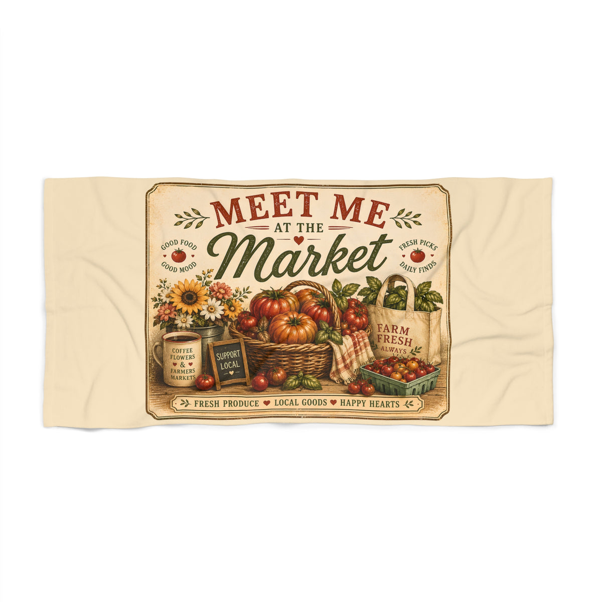 Old Soul Mercantile | Beach Towel — "Meet Me at the Market" Vintage Farmstand Design