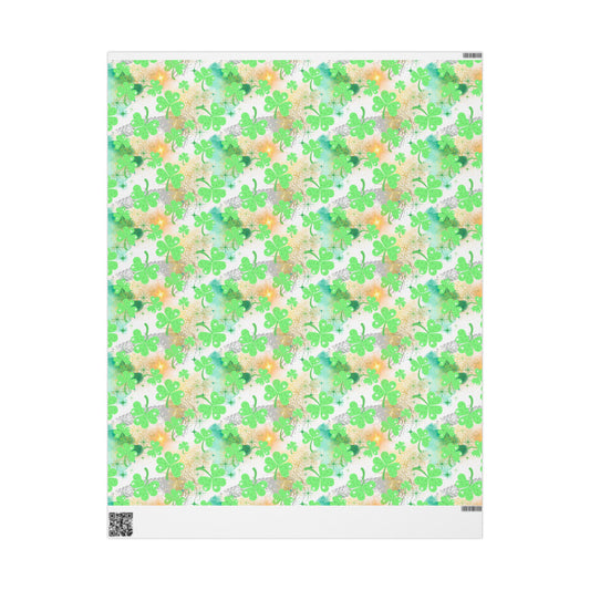 St. Patrick’s Day Shamrock Wrapping Paper Roll — Green Clover Gift Wrap - Creations by Chris and Carlos