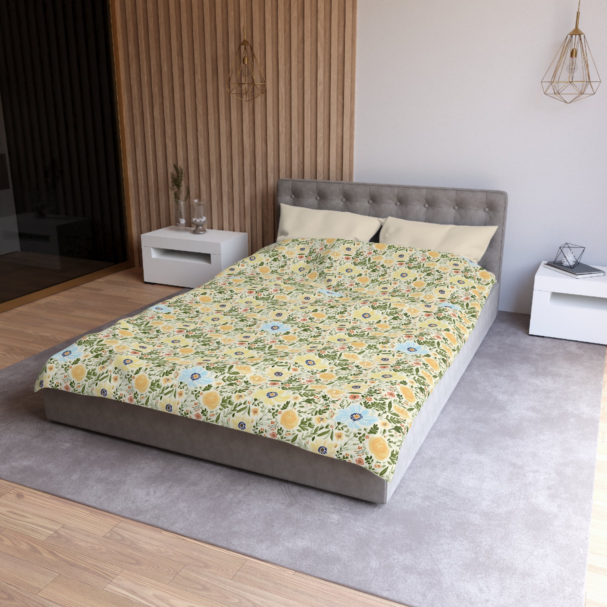 The Artisanal Flora Gallery Vintage Floral Duvet Cover — Pastel Wildflower Microfiber Bedding - Creations by Chris and Carlos