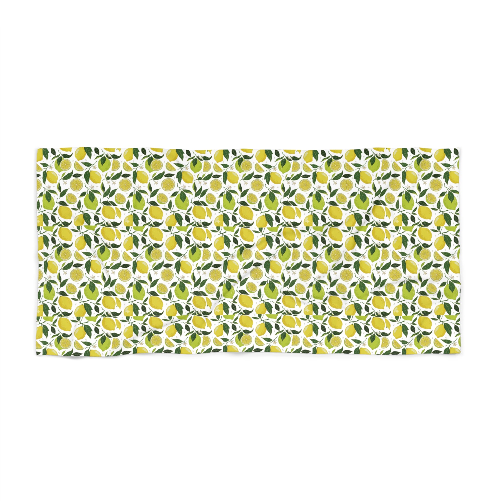 Lemon Grove Beach Towel — Bright Citrus Pattern Tropical Summer Towel - Creations by Chris and Carlos