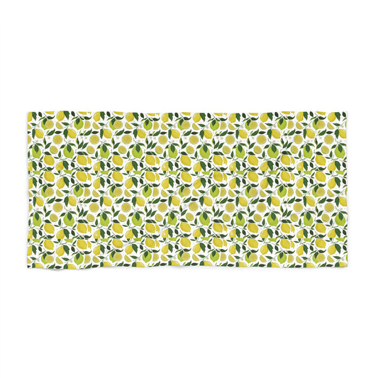 Lemon Grove Beach Towel — Bright Citrus Pattern Tropical Summer Towel - Creations by Chris and Carlos