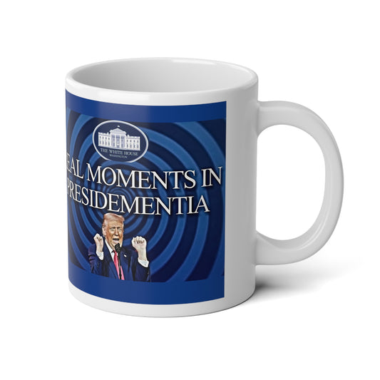 20oz Political Quote Jumbo Mug — "Moments in Real Time" Blue Novelty Coffee Cup - Creations by Chris and Carlos