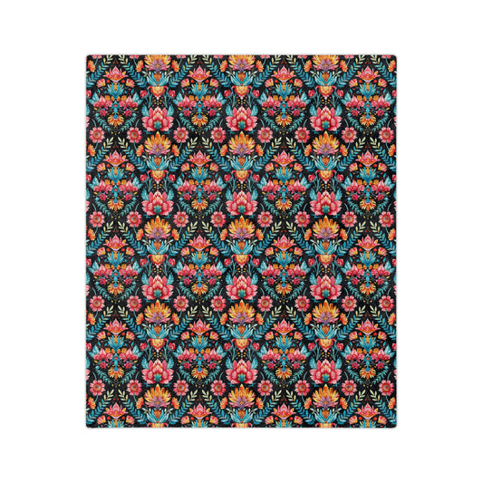 Sol y Alegría (Sun and Joy) Collection- Floral Velvet Microfiber Blanket Boho Botanical Pattern, Cozy Throw for Living Room & Bedroom - Creations by Chris and Carlos