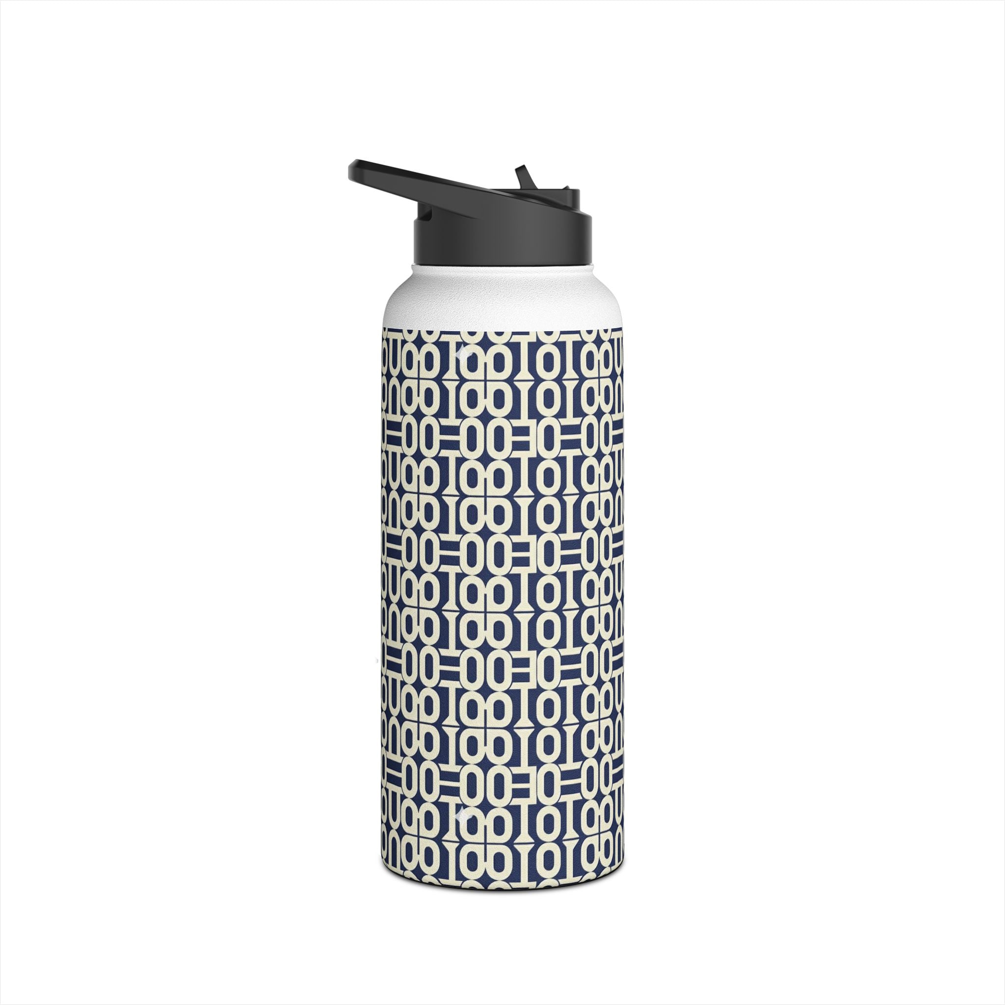 Prism Point Athletic Collection Geometric Navy Link Stainless Steel Water Bottle - Creations by Chris and Carlos