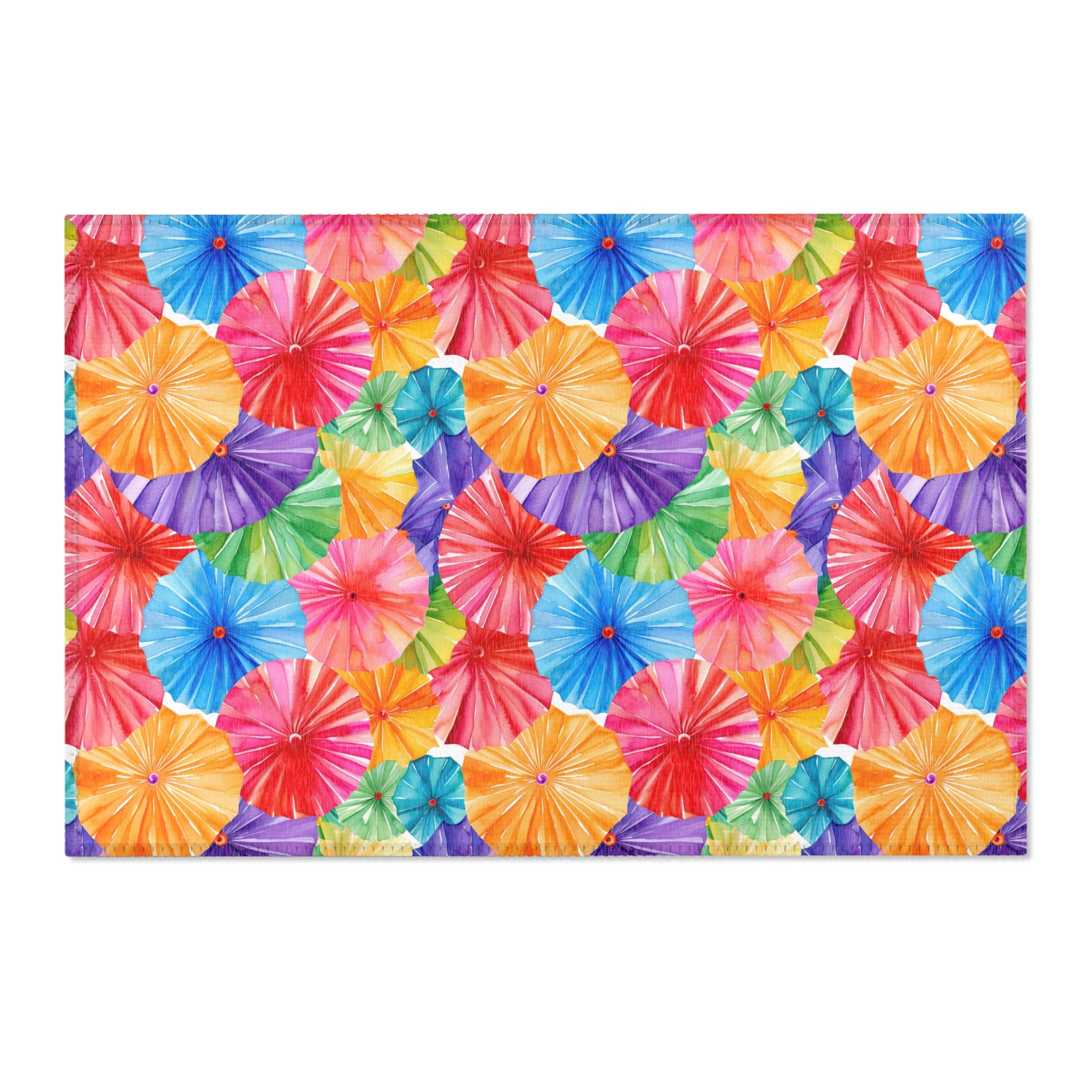 Sol y Alegría (Sun and Joy) Collection- Vibrant Umbrella Pattern Area Rug — Colorful Tropical Beach Vibe Accent Rug - Creations by Chris and Carlos