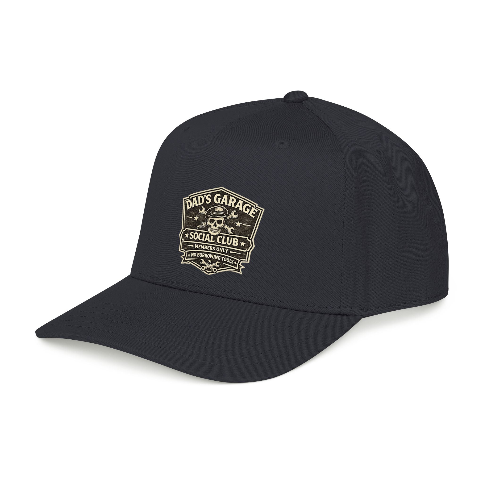 Dad's Garage Social Club Baseball Cap — Vintage Mechanic Snapback Hat - Creations by Chris and Carlos