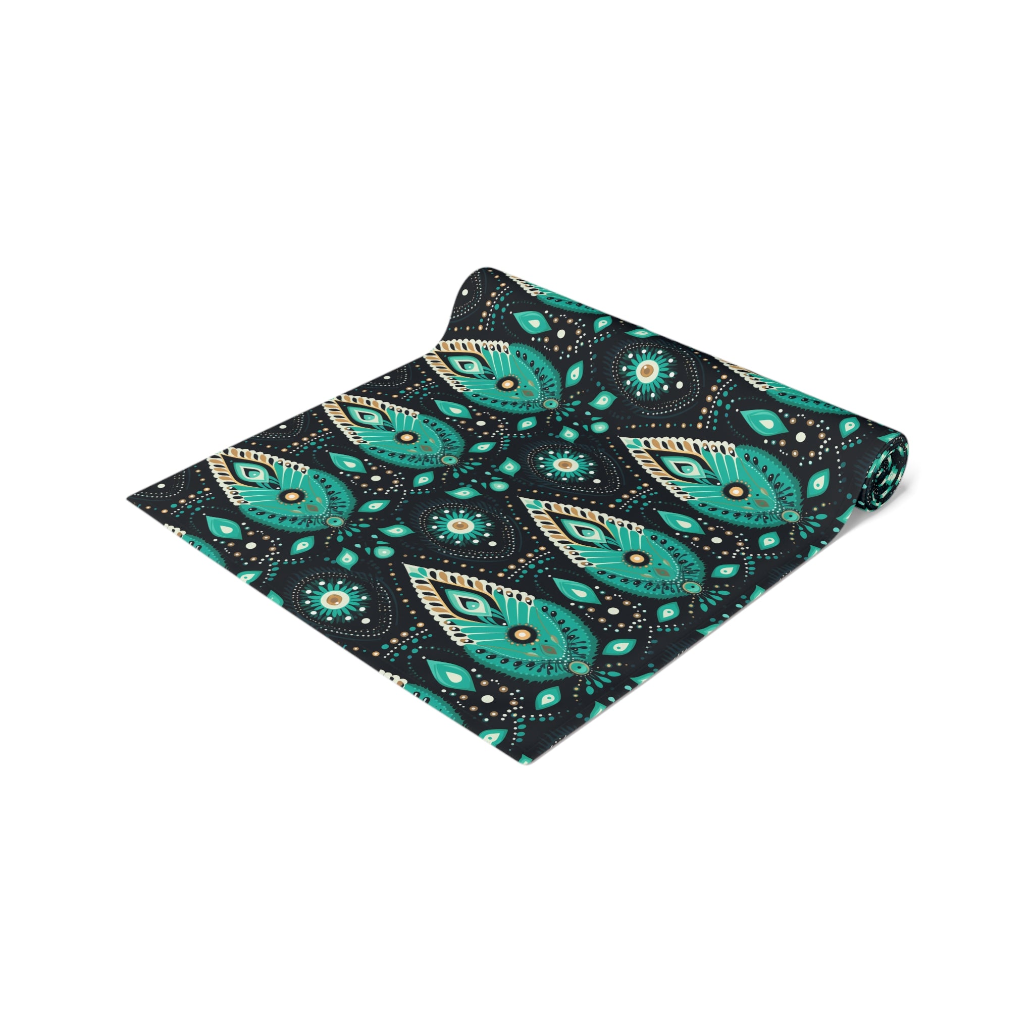 Sol y Alegría (Sun and Joy) Collection- Cactus Succulent Pattern Microfiber Blanket Soft Velveteen Throw for Home & Garden Lovers Teal Paisley Table Runner — Bohemian Floral Dining Decor - Creations by Chris and Carlos