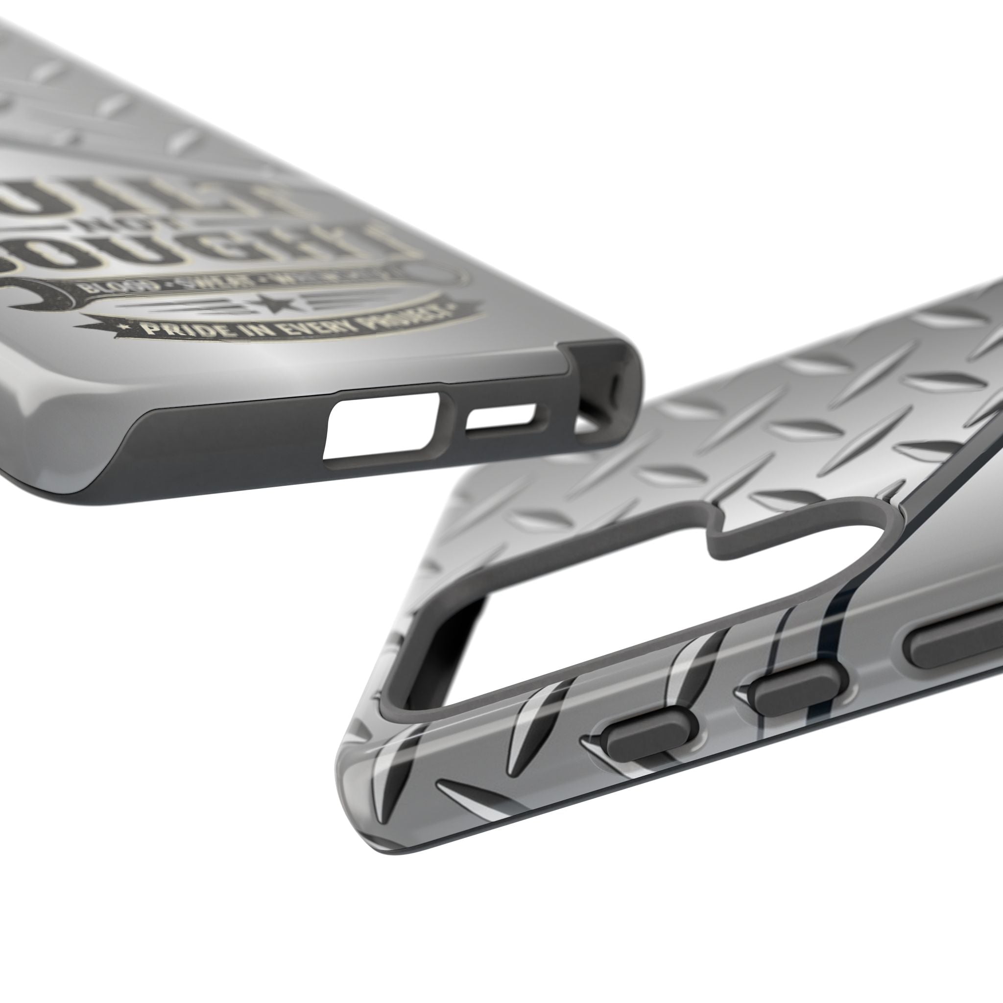 Built Not Bought Metal Diamond-Plate Phone Case — Rugged Tool Lover Gift - Creations by Chris and Carlos