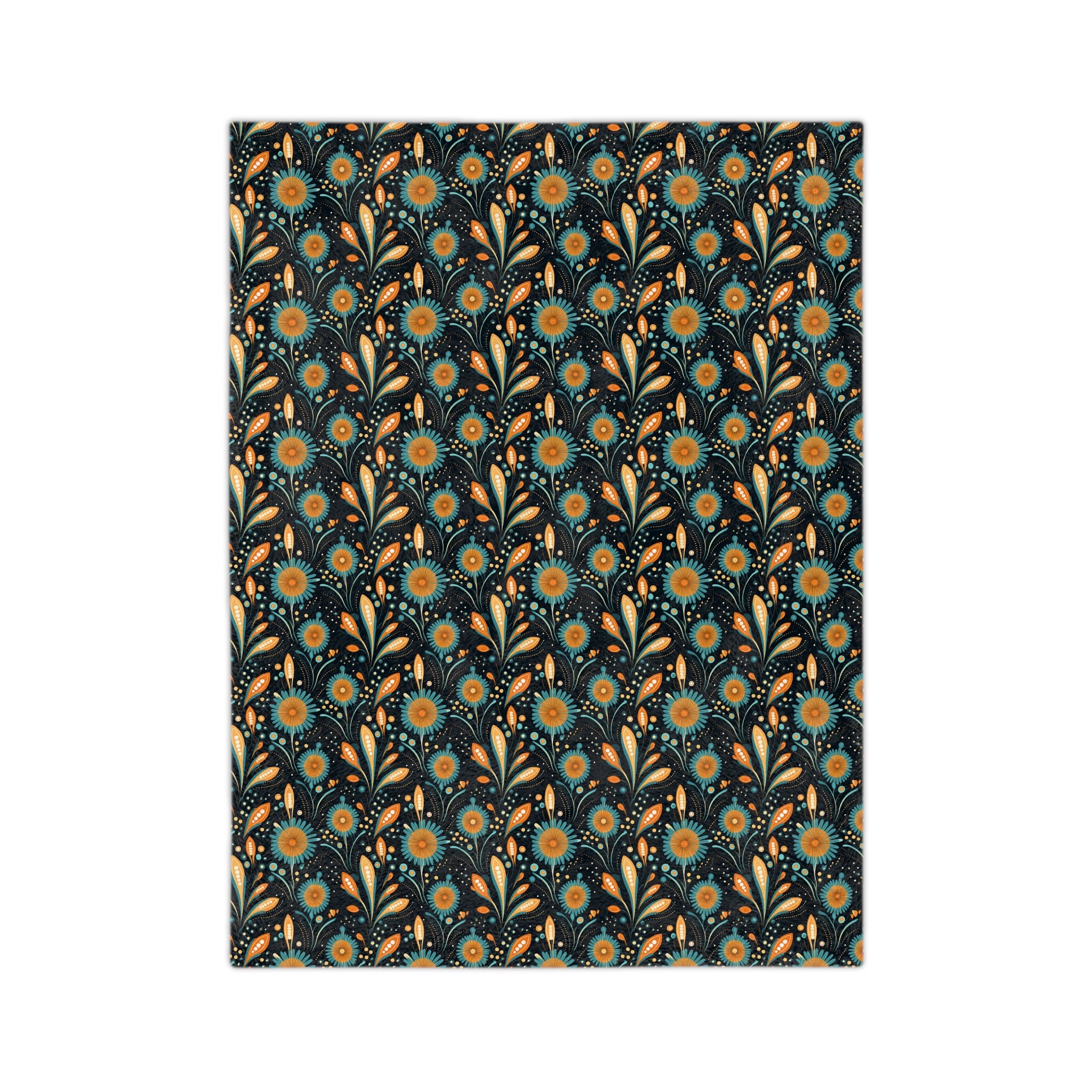Sol y Alegría (Sun and Joy) Collection-Floral Velvet Throw Blanket Teal & Gold Microfiber Pattern - Creations by Chris and Carlos