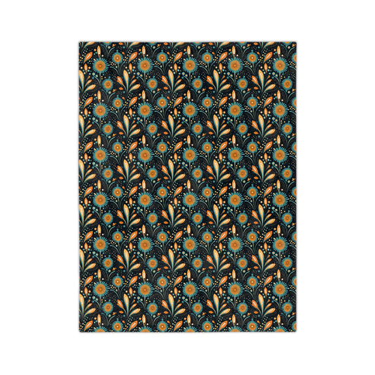 Sol y Alegría (Sun and Joy) Collection-Floral Velvet Throw Blanket Teal & Gold Microfiber Pattern - Creations by Chris and Carlos