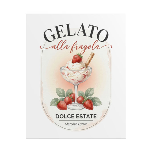 Gelato alla Fragola Poster — Vintage Italian Strawberry Ice Cream Wall Art - Creations by Chris and Carlos