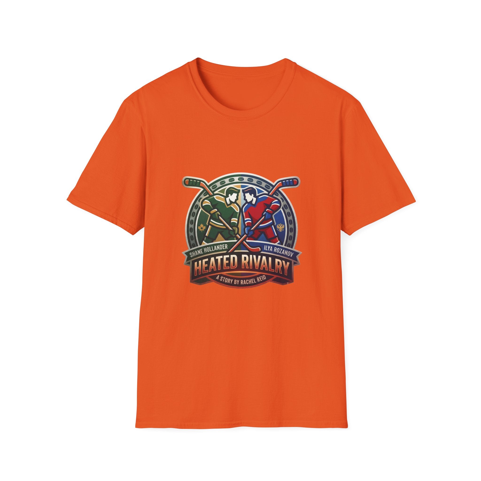Hockey Heated Rivalry TV Show T‑Shirt — Vintage Stick & Player Crest - Creations by Chris and Carlos
