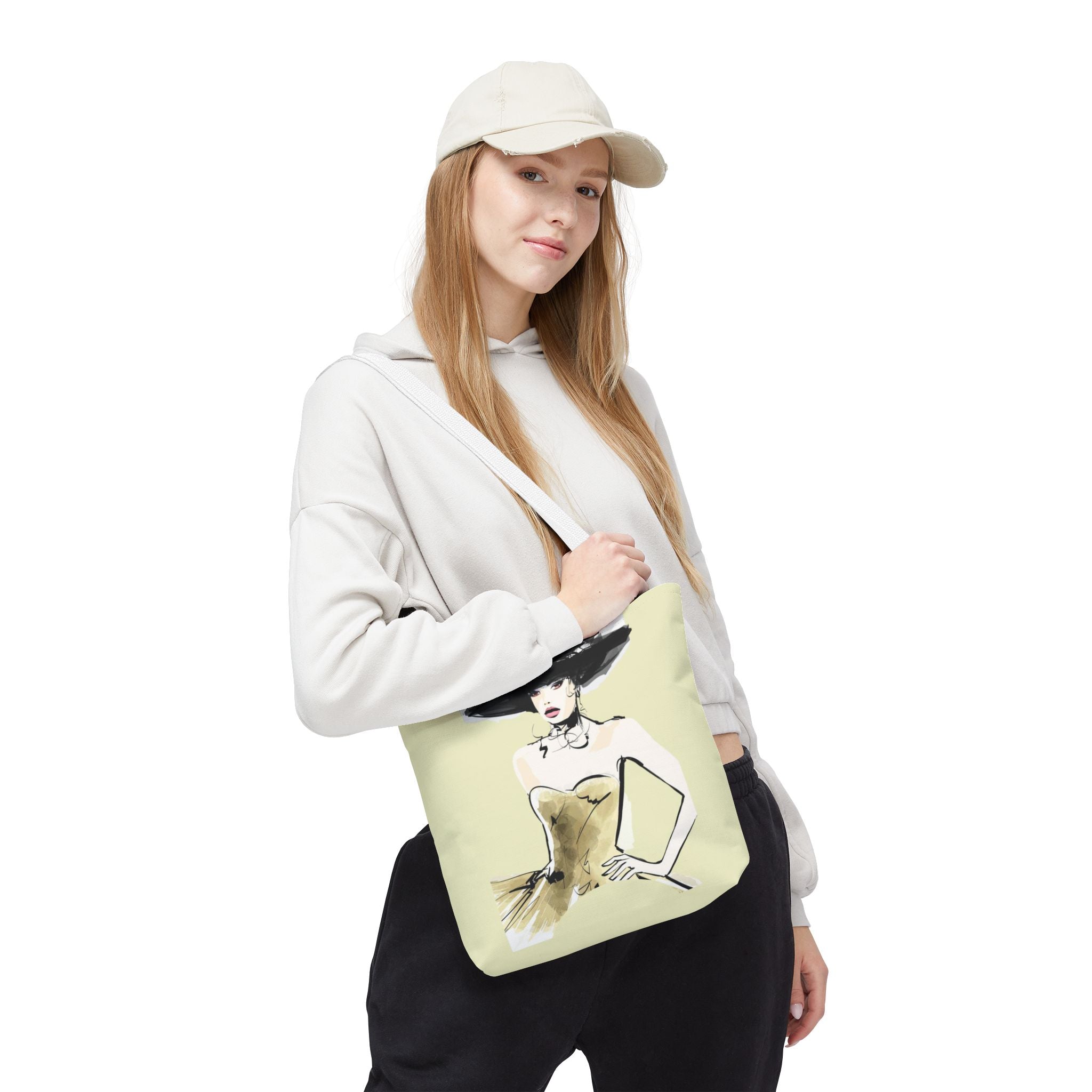 Fashion Illustration Tote Bag — Chic Woman in Hat Design - Creations by Chris and Carlos