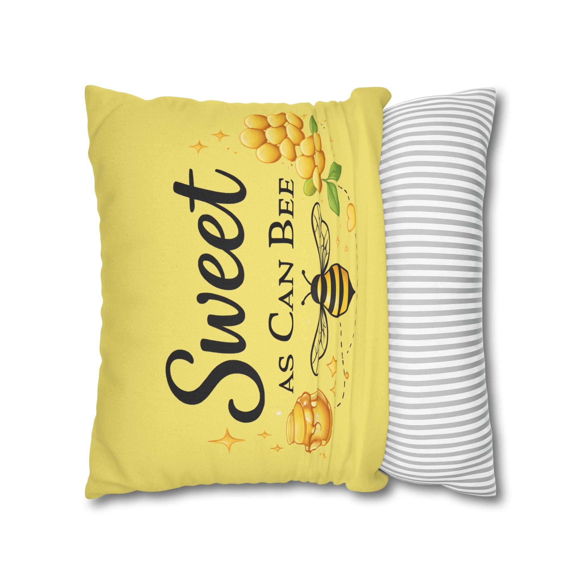 Honey Bee Decorative Pillowcase – Yellow Floral Bee Accent Cushion Cover - Creations by Chris and Carlos