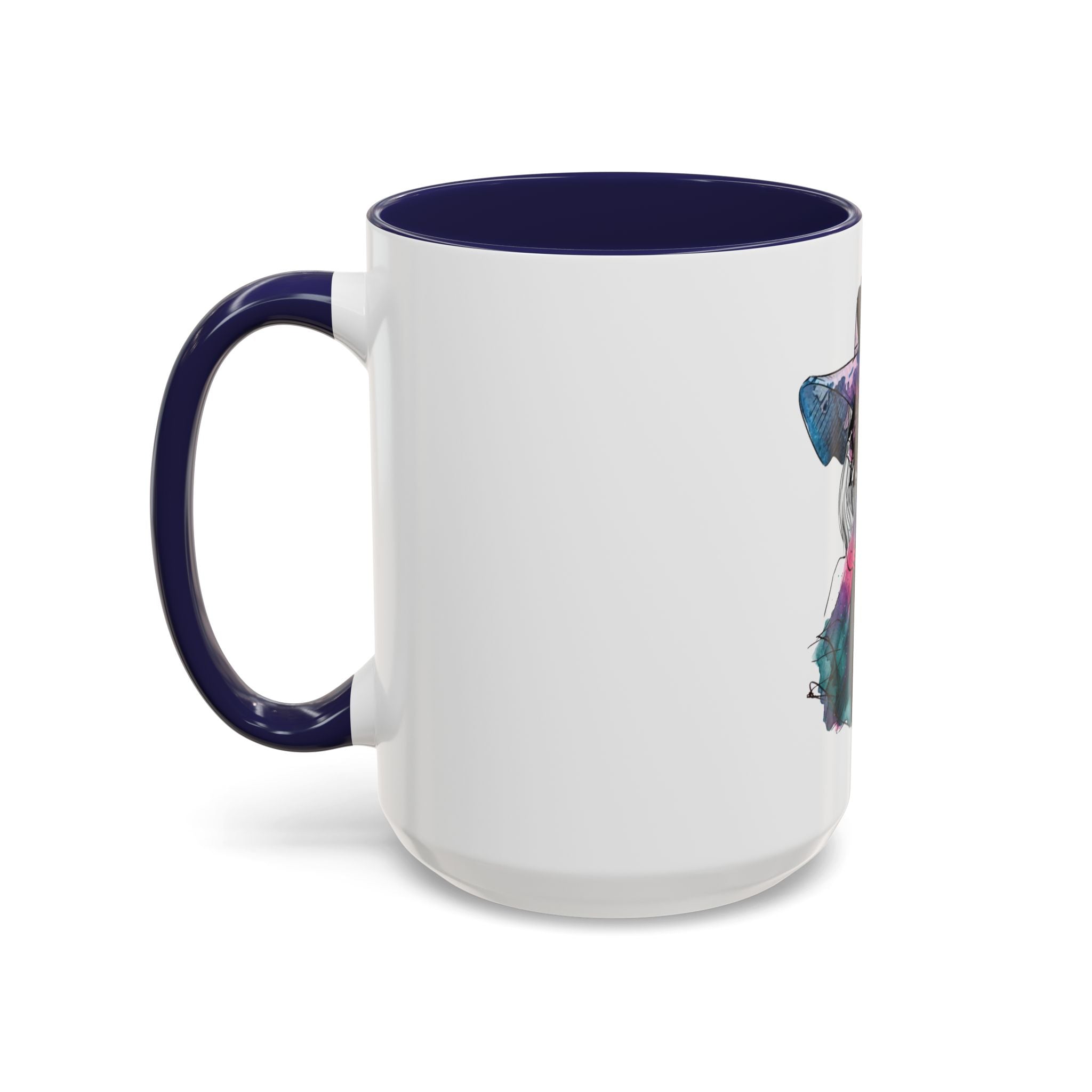 Abstract Floral Silhouette Accent Coffee Mug — Watercolor Woman Art (11/15oz) - Creations by Chris and Carlos