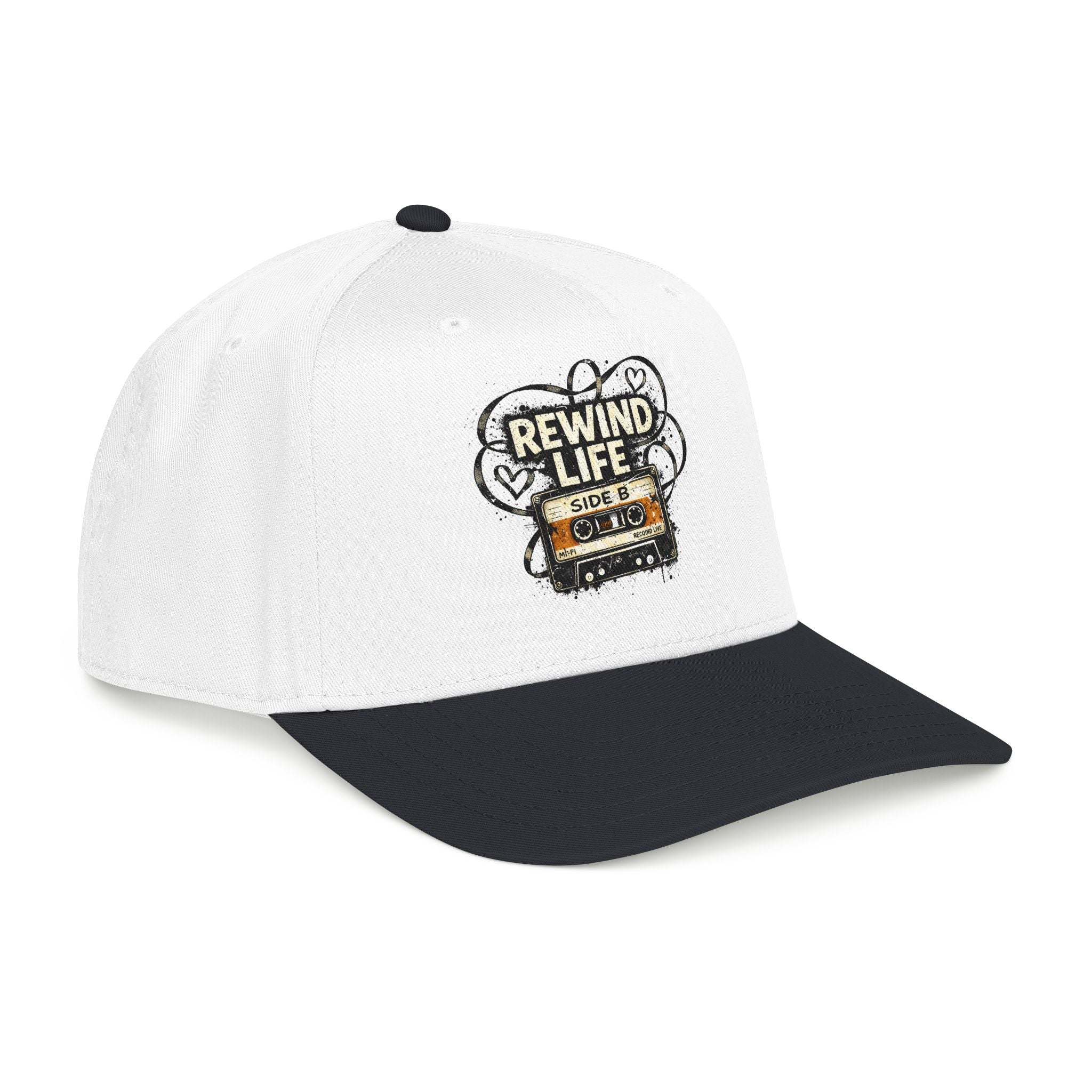 Rewind Life Cassette Cap — Retro Music Mid-Profile Baseball Hat - Creations by Chris and Carlos