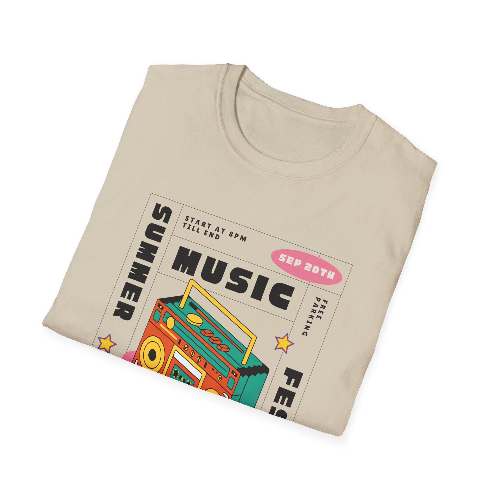 Music Festival T-Shirt — Retro Boombox Summer Festival Design - Creations by Chris and Carlos