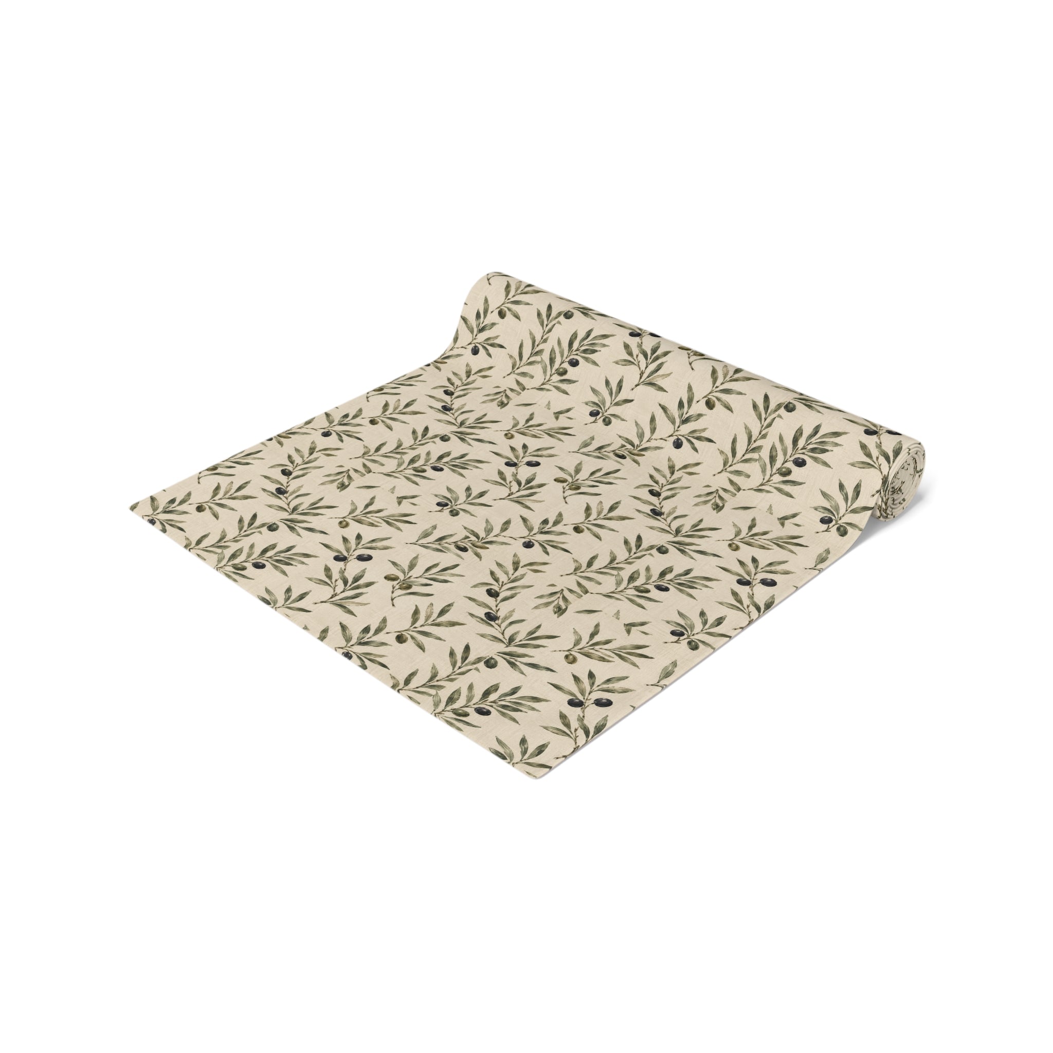 Olive Branch Table Runner — Neutral Botanical Linen-Style Decor - Creations by Chris and Carlos