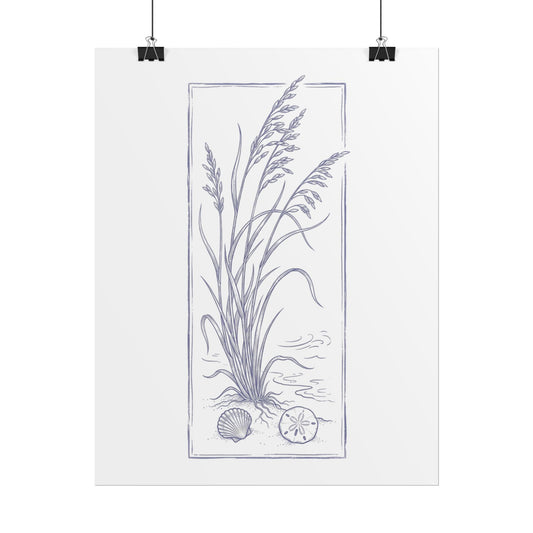 Coastal Grasses Botanical Poster — Coastal Beach Shell Wall Art - Creations by Chris and Carlos