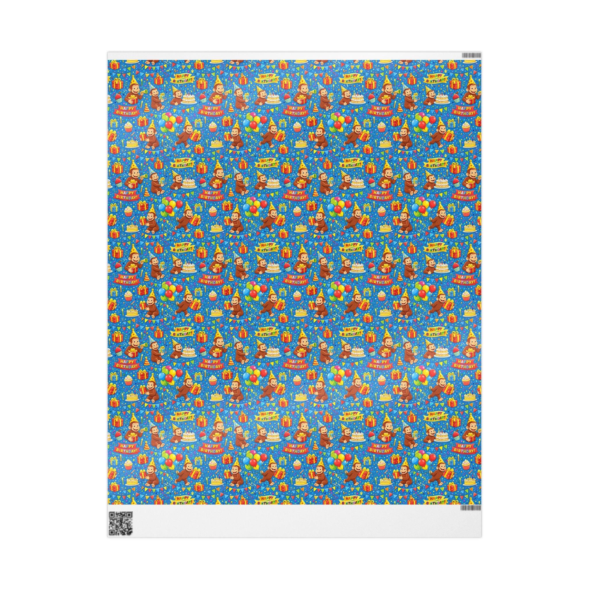 Wrapping Paper Roll — Colorful Birthday Presents & Party Curious George Animals Gift Wrap - Creations by Chris and Carlos