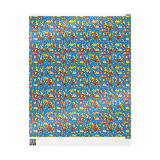 Wrapping Paper Roll — Colorful Birthday Presents & Party Curious George Animals Gift Wrap - Creations by Chris and Carlos
