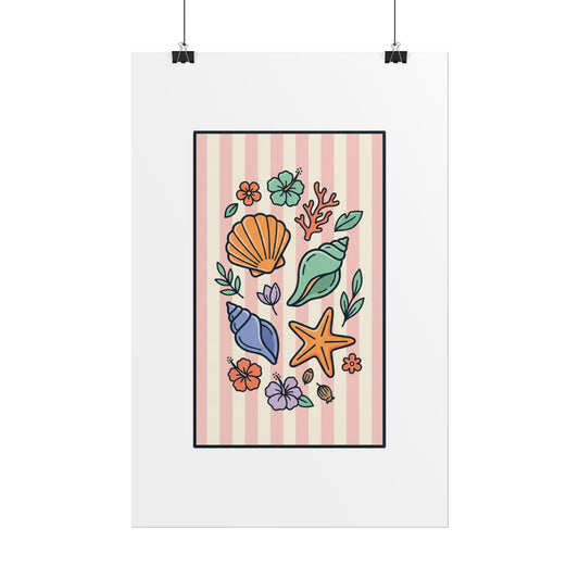 Coastal Shells Poster — Pastel Seashell Wall Art (Rolled Poster) - Creations by Chris and Carlos