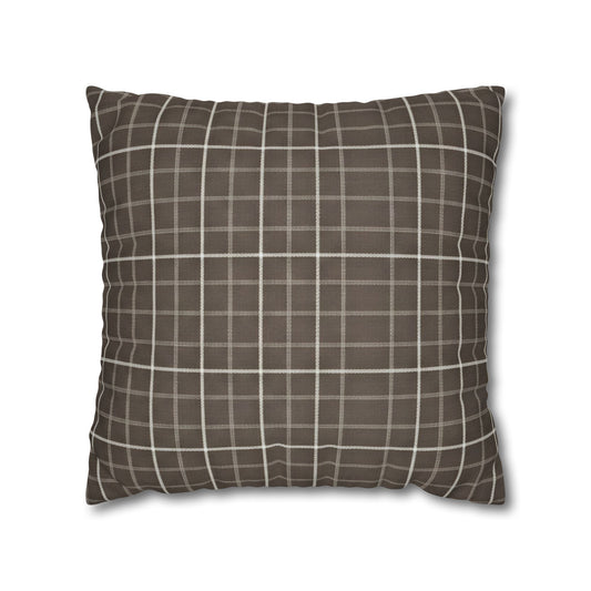Brown Plaid Square Pillowcase — Cozy Farmhouse Throw Pillow Cover - Creations by Chris and Carlos
