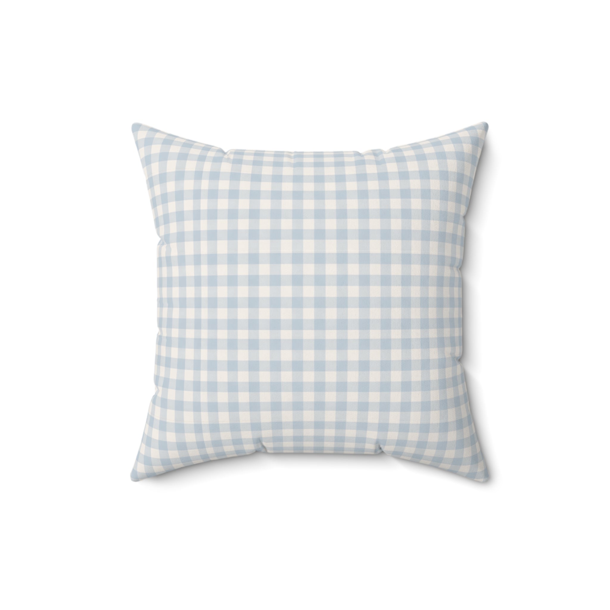Gingham Faux Suede Square Pillow — Light Blue Check Decorative Throw Pillow - Creations by Chris and Carlos
