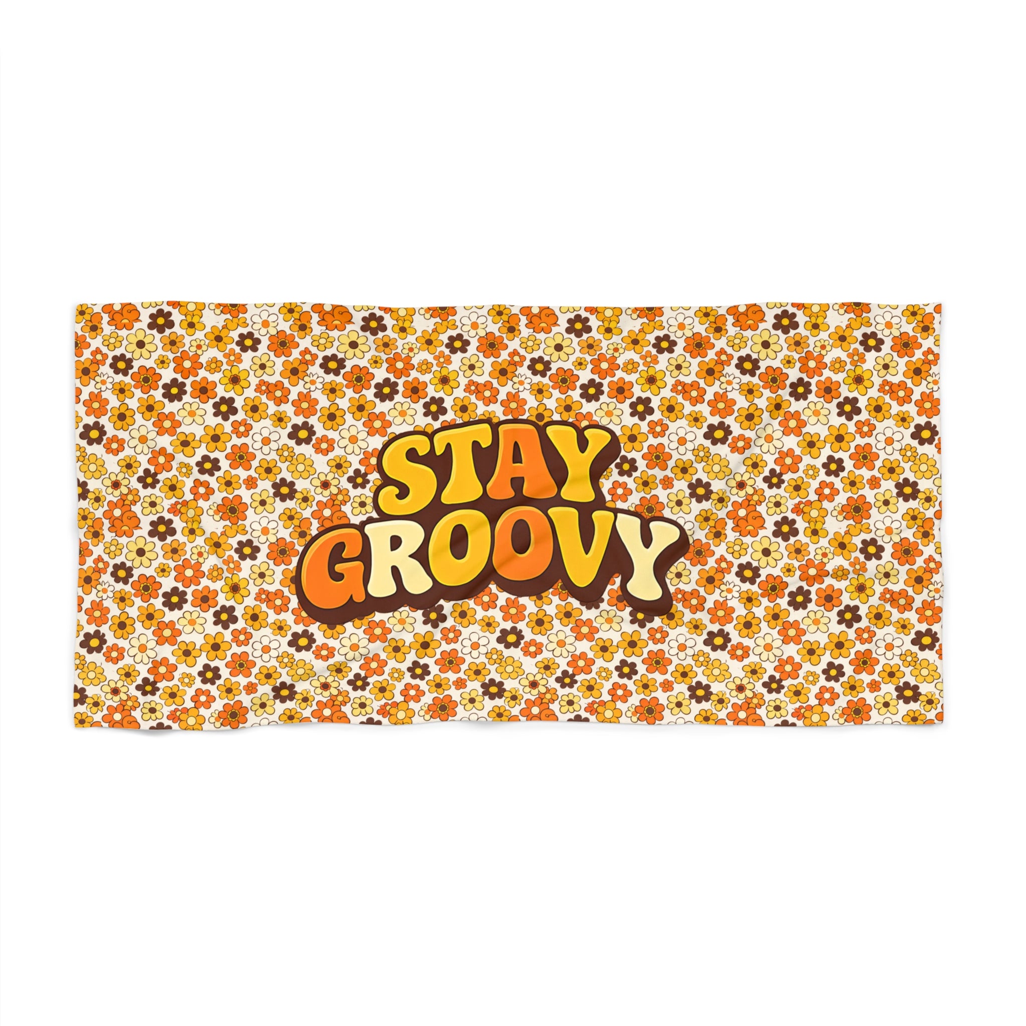Stay Groovy Beach Towel — Retro 70s Floral Summer Towel - Creations by Chris and Carlos