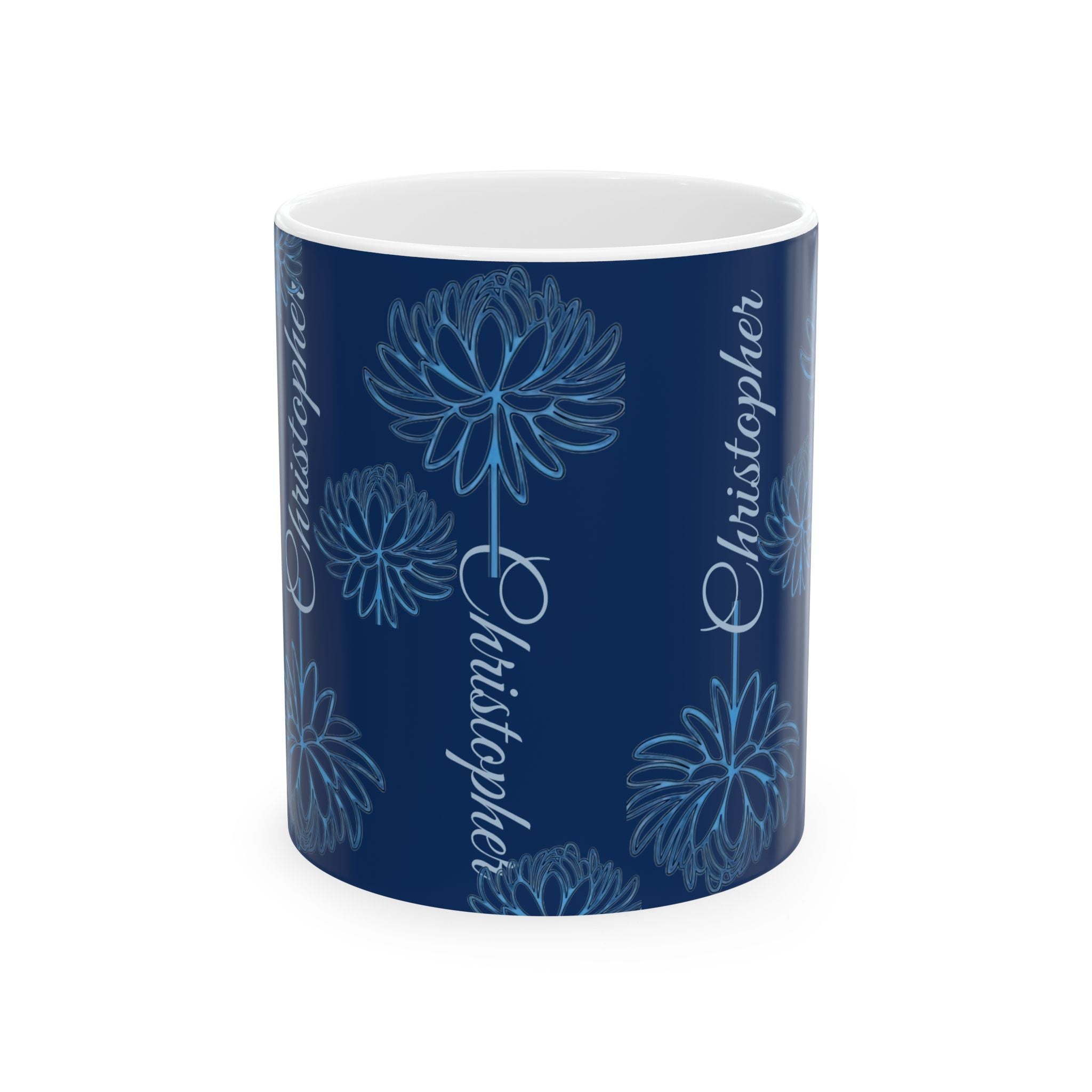 Personalized Floral Name Mug — Custom 'Christopher' Ceramic Coffee Cup (11oz & 15oz) - Creations by Chris and Carlos