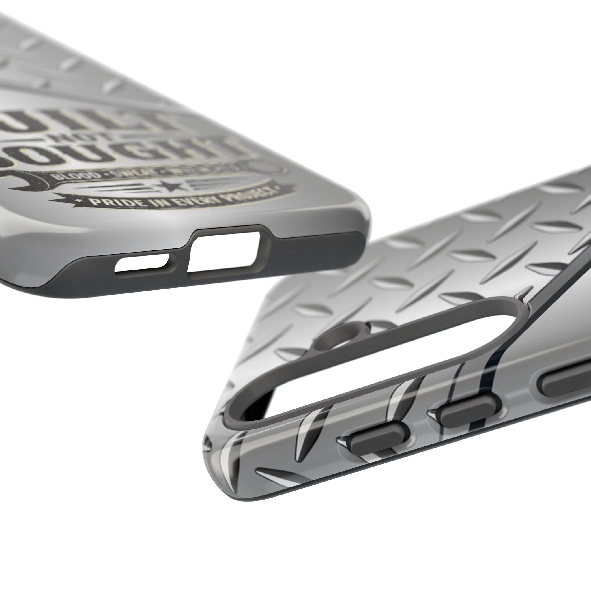 Built Not Bought Metal Diamond-Plate Phone Case — Rugged Tool Lover Gift - Creations by Chris and Carlos