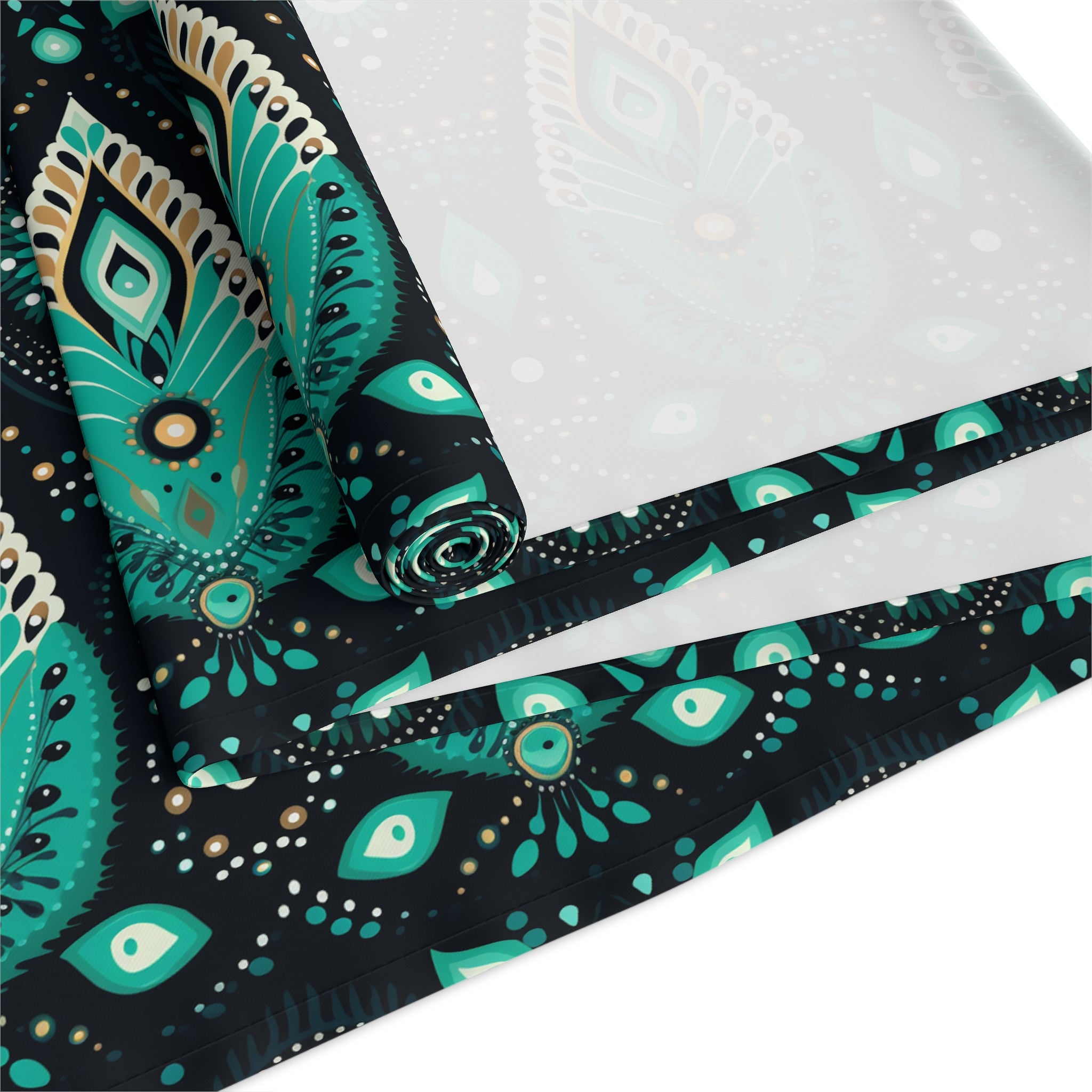 Sol y Alegría (Sun and Joy) Collection- Cactus Succulent Pattern Microfiber Blanket Soft Velveteen Throw for Home & Garden Lovers Teal Paisley Table Runner — Bohemian Floral Dining Decor - Creations by Chris and Carlos
