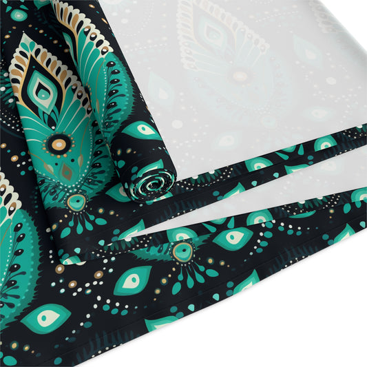 Sol y Alegría (Sun and Joy) Collection- Cactus Succulent Pattern Microfiber Blanket Soft Velveteen Throw for Home & Garden Lovers Teal Paisley Table Runner — Bohemian Floral Dining Decor - Creations by Chris and Carlos