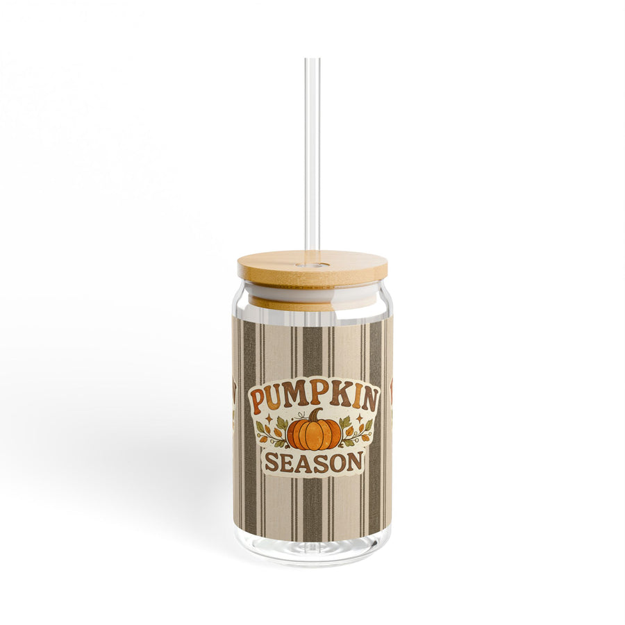 Pumpkin Season Sipper Glass — 16oz Fall Drink Tumbler